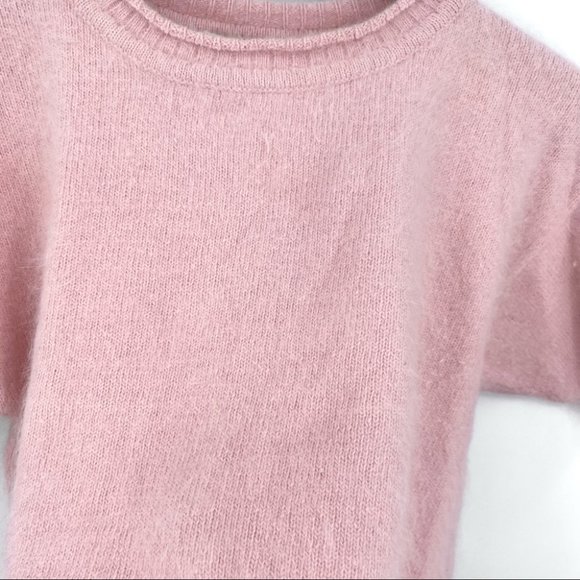 Vintage Pastel Pink Cropped Angora Short Sleeves Sweater - Picture 5 of 10